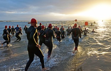 Ironman preview: Watch athletes hit the water at Tenby's iconic North Beach for the 2.3mile swim