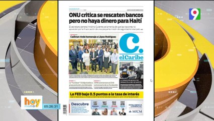 Titulares de prensa dominicana jueves 19 de septiembre 2024 | Hoy Mismo
