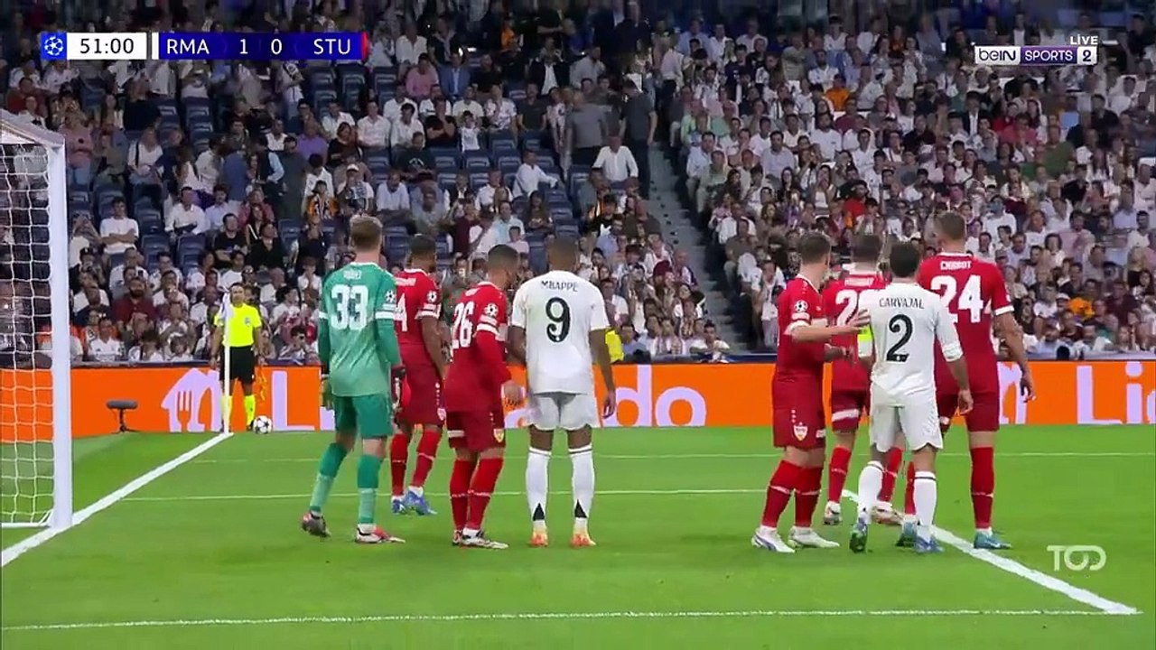 دوري ابطال اوروبا 2024-2025 الجولة الأولى الشوط الأول ريال مدريد - الاسباني و شتوتغارت الألماني (3-1(