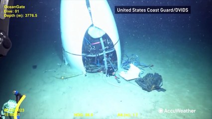 Mangled components of OceanGate submersible on the sea floor