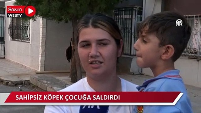 Sahipsiz köpeğin çocuğa saldırması güvenlik kamerasınca kaydedildi