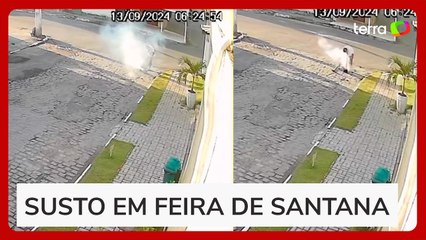 Câmera registra o momento em que celular explode no bolso de homem na Bahia