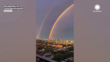 Stunning double rainbow shines over Philadelphia