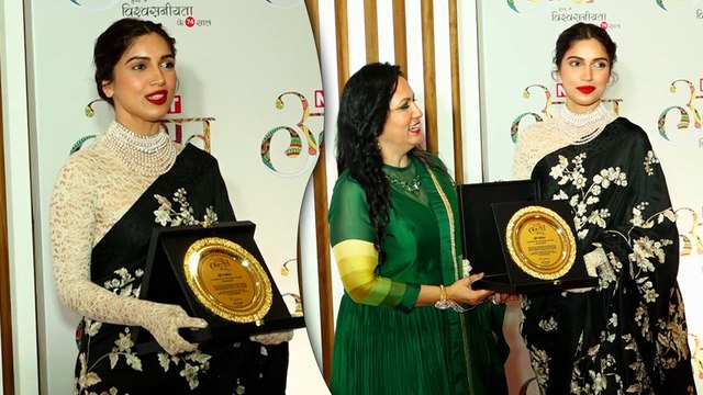 Bhumi Pednekar Attends The Starry 74th Anniversary Of Navbharat Times In A Gold & Black Saree Avatar
