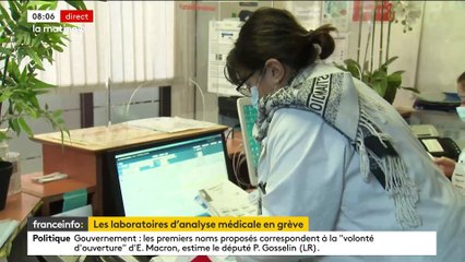 Les laboratoires d'analyses médicales garderont "presque tous" porte close aujourd'hui et jusqu'à lundi 23 septembre, à l'appel des syndicats de biologistes, contre les baisses de tarifs que leur impose l'Assurance maladie - VIDEO