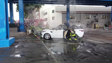 Driver escapes unharmed after his Range Rover explodes