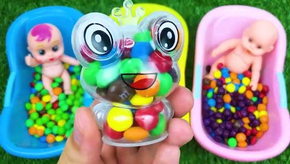 Oddly Satisfying Video | Full of 3 Rainbow BathTubs Candy with M&M's & Magic Slime | Cutting ASMR