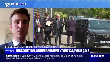 "Nous allons déposer une motion de censure après le discours de politique générale (de Michel Barnier)", déclare Léon Deffontaines (PCF)