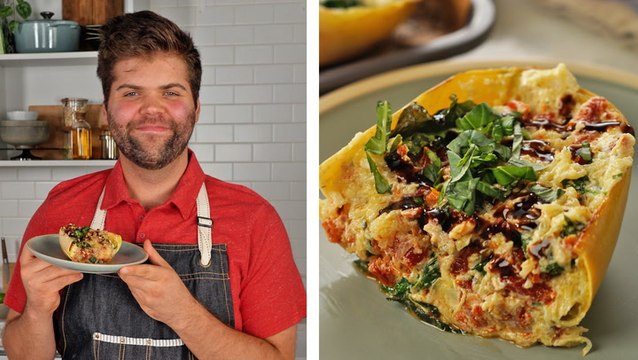 How to Make Baked Boursin Spaghetti Squash with Sun-Dried Tomatoes & Spinach