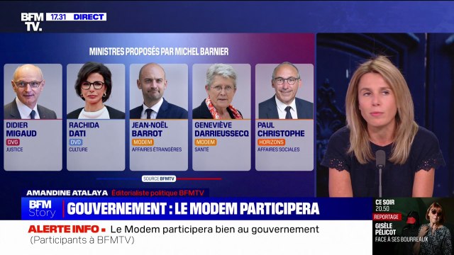 Le Modem participera au gouvernement de Michel Barnier