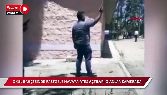 Okul bahçesinde rastgele havaya ateş açtılar; o anlar kamerada