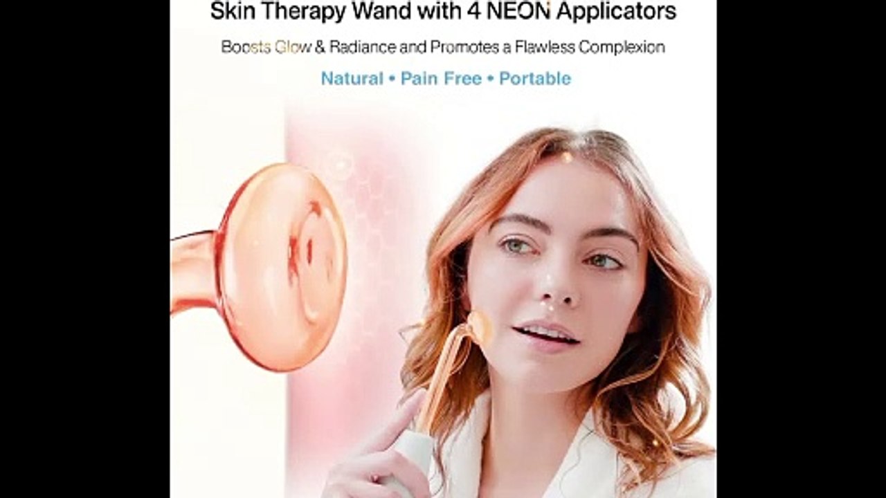 NuDerma Portable Handheld Skin Therapy Wand Machine w/Neon – Anti-Aging - Skin Tightening - Wrinkle Reducing - Dark Circles – Clarifying - Hair & Scalp Stimulator