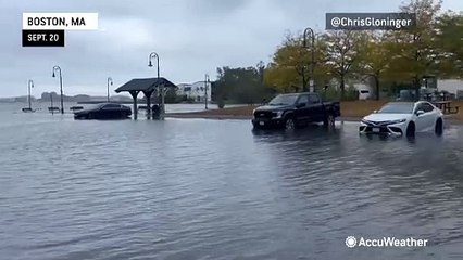 Strong onshore winds lead to coastal flooding in and around Boston