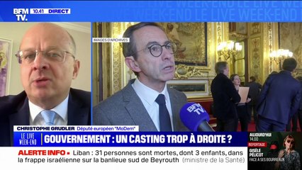Christophe Grudler (Modem), sur le futur gouvernement Barnier: "C'est un gouvernement de transition (...) ce n'est pas du tout l'esprit de la coalition"