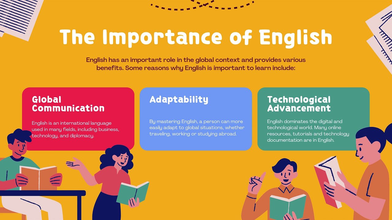 Learning English Presentation  Orange and Cream Illustrative (1)