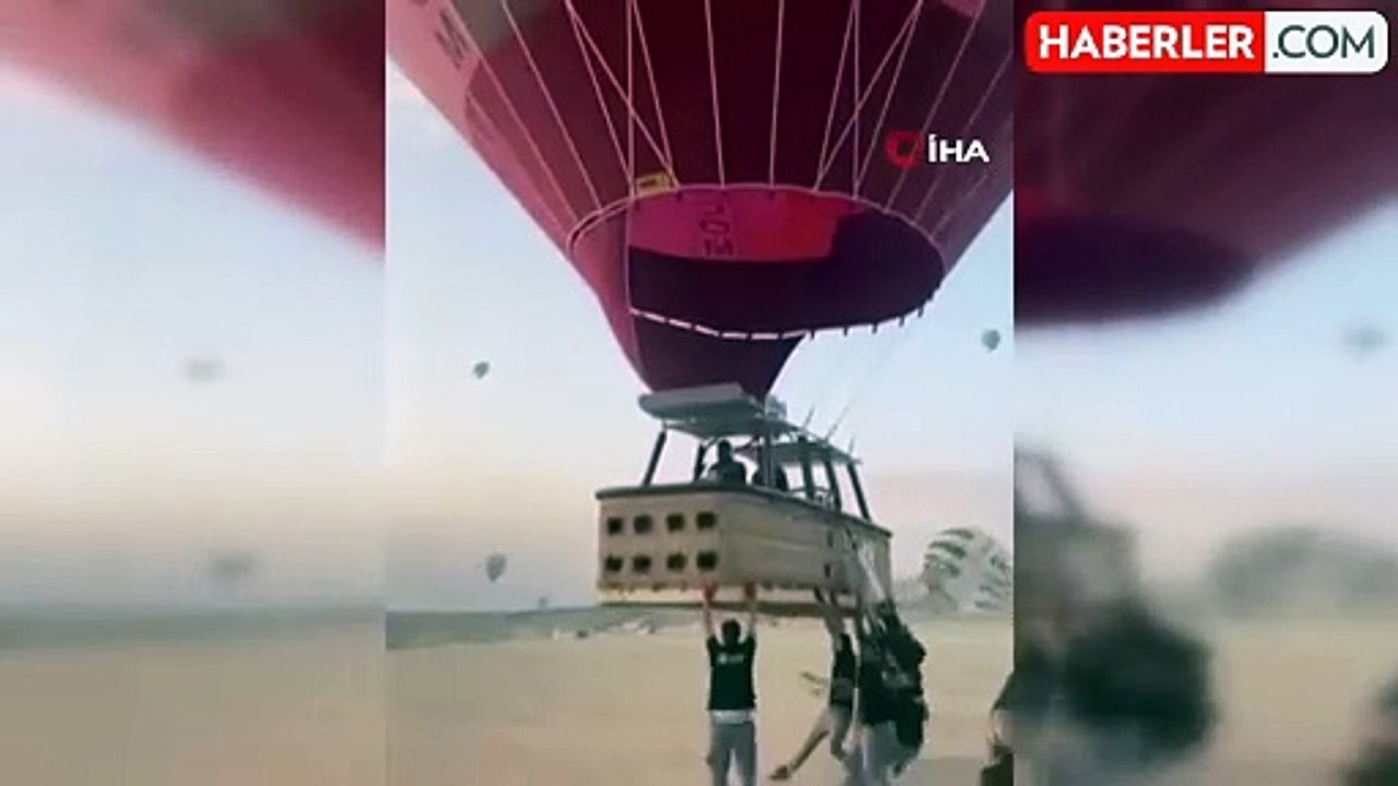 Nevşehir'de Sıcak Hava Balonu Otomobile Çarptı