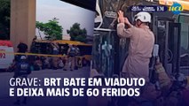 Ônibus BRT colide com viaduto no Rio e deixa mais de 60 feridos