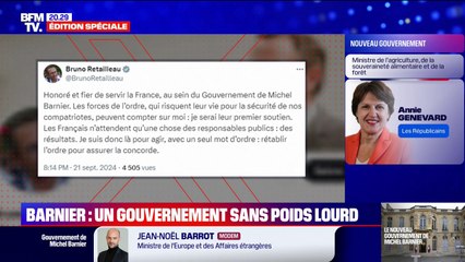 "Les forces de l'ordre (...) peuvent compter sur moi": la première réaction du Bruno Retailleau, nommé ministre de l'Intérieur