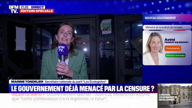 Gouvernement Barnier: C'est indécent, ce gouvernement , réagit Marine Tondelier (Les Écologistes)