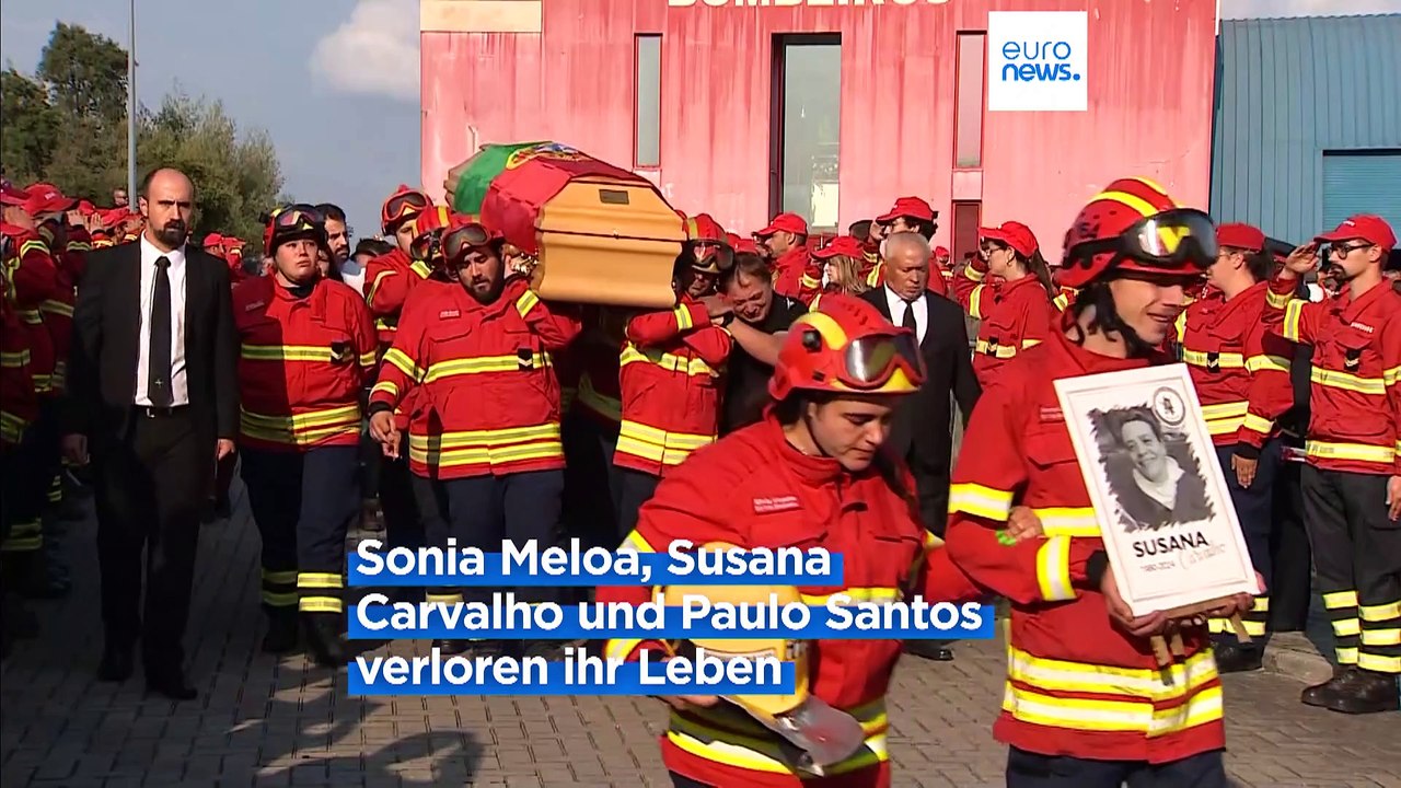 Hunderte bei Beerdigung dreier Feuerwehrleute in Portugal