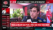 Las declaraciones de Colapinto tras el Gran Premio de Singapur
