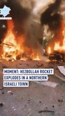 MOMENT: Hezbollah rocket explodes in a northern Israeli town