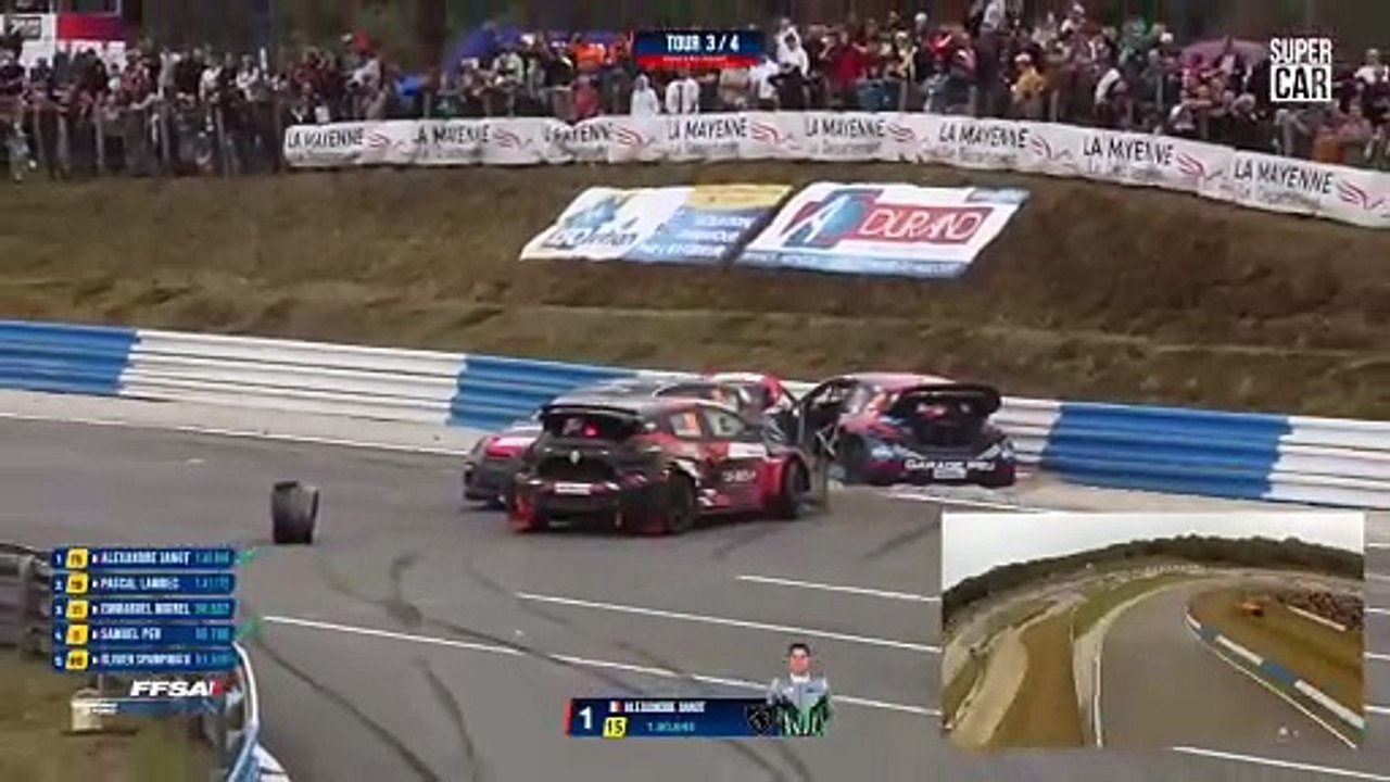 Rallycross France 2024 Mayenne Q1 Spampinato Moinel Peu Crash