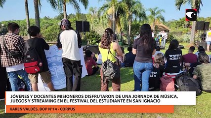 Jóvenes y docentes misioneros disfrutaron de una jornada de música, juegos y streaming en el Festival del Estudiante en San Ignacio