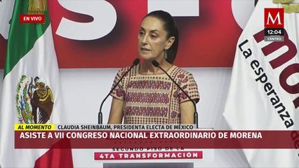 Sheinbaum asiste al VII Congreso Nacional Extraordinario de Morena en CdMx