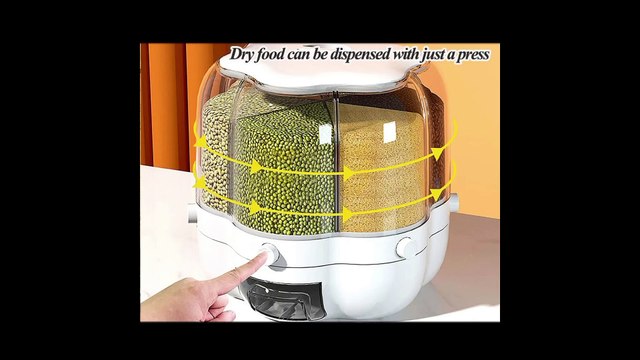 Plastic White Food Storage Container | 40lb | 360° Rotating, Measuring Cylinder, Lid, Moisture Resistant, Airtight