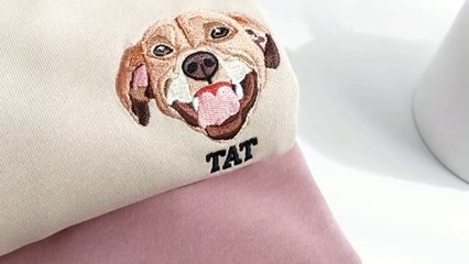 Custom Embroidered Dog Hoodie with Dog Portrait Design