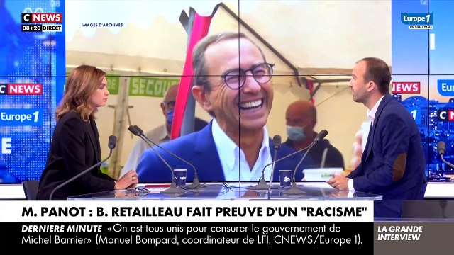 Le coordinateur national de LFI Manuel Bompard affirme sur CNews que le nouveau ministre de l'Intérieur, Bruno Retailleau est raciste : Quand il classe les Français en disant qu'il y aurait des Français normaux et des Français de papiers