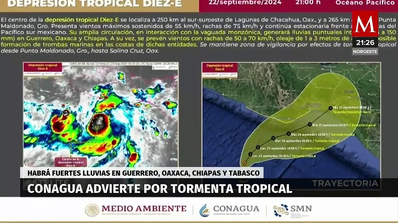 Depresión tropical en el Pacífico Sur genera alertas en Guerrero y Oaxaca