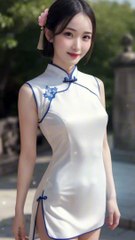 Charming Lady in White Cheongsam Captures Hea