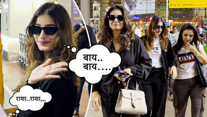 Video herunterladen: Raveena Tandon का बेटी Rasha Thadani के साथ एअरपोर्ट पर दिखा शानदार लुक