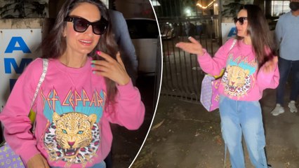 Ameesha Patel’s Colorful Surprise: Spotted in Juhu in A Stunning Pink-Blue Outfit!