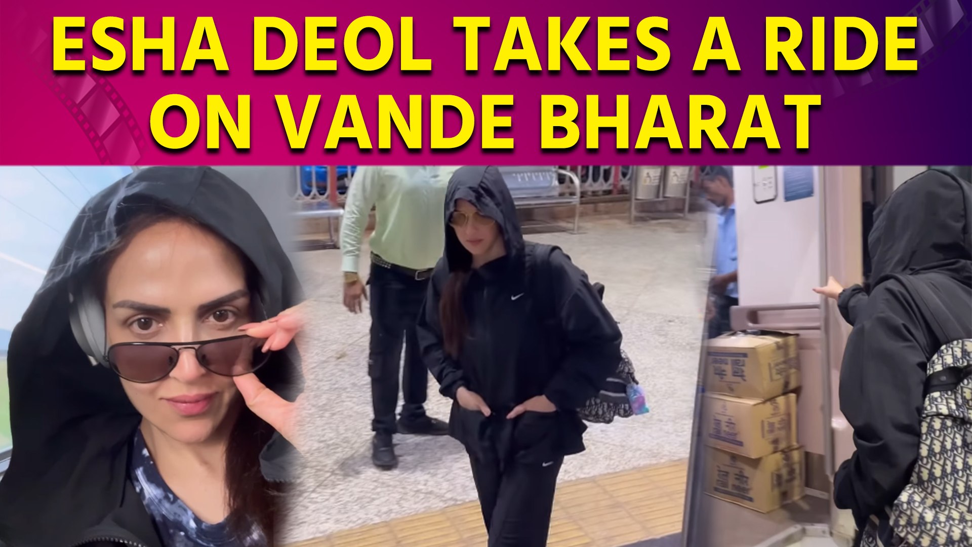 ⁣Esha Deol travels by Vande Bharat: Taking a train ride after a really long time