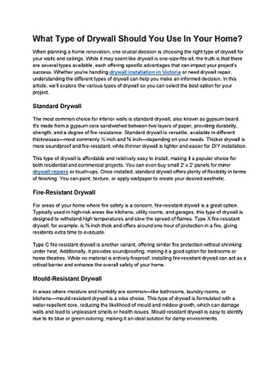 What Type of Drywall Should You Use In Your Home_