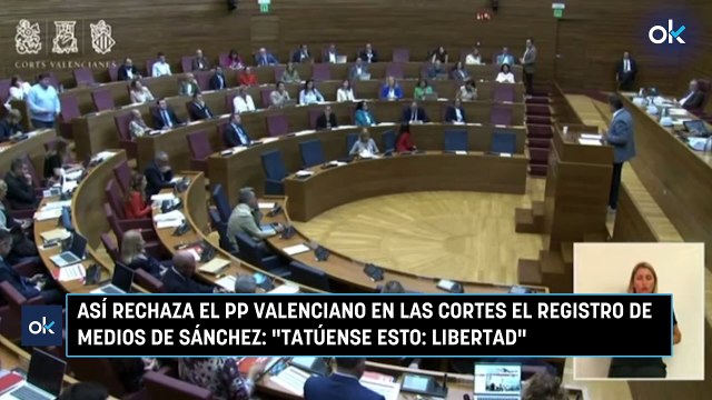 Así rechaza el PP valenciano en las Cortes el registro de medios de Sánchez Tatúense esto libertad Secuencia