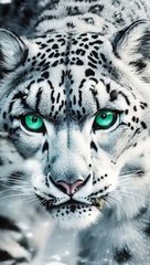 White Cold Weather Tiger With Green Eyes