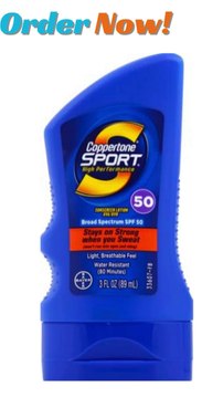 Coppertone SPORT Sunscreen SPF 50 Lotion, Water Resistant , Body Sunscreen Lotion, Travel Size , 3 Fl Oz