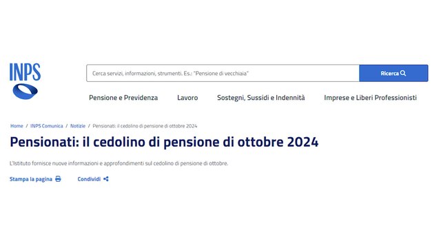 CEDOLINO PENSIONE OTTOBRE 2024: Pagamenti INPS, Trattenute e Conguagli