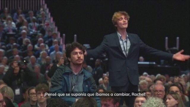 Un manifestante propalestino irrumpe a la ministra de Finanzas británica: