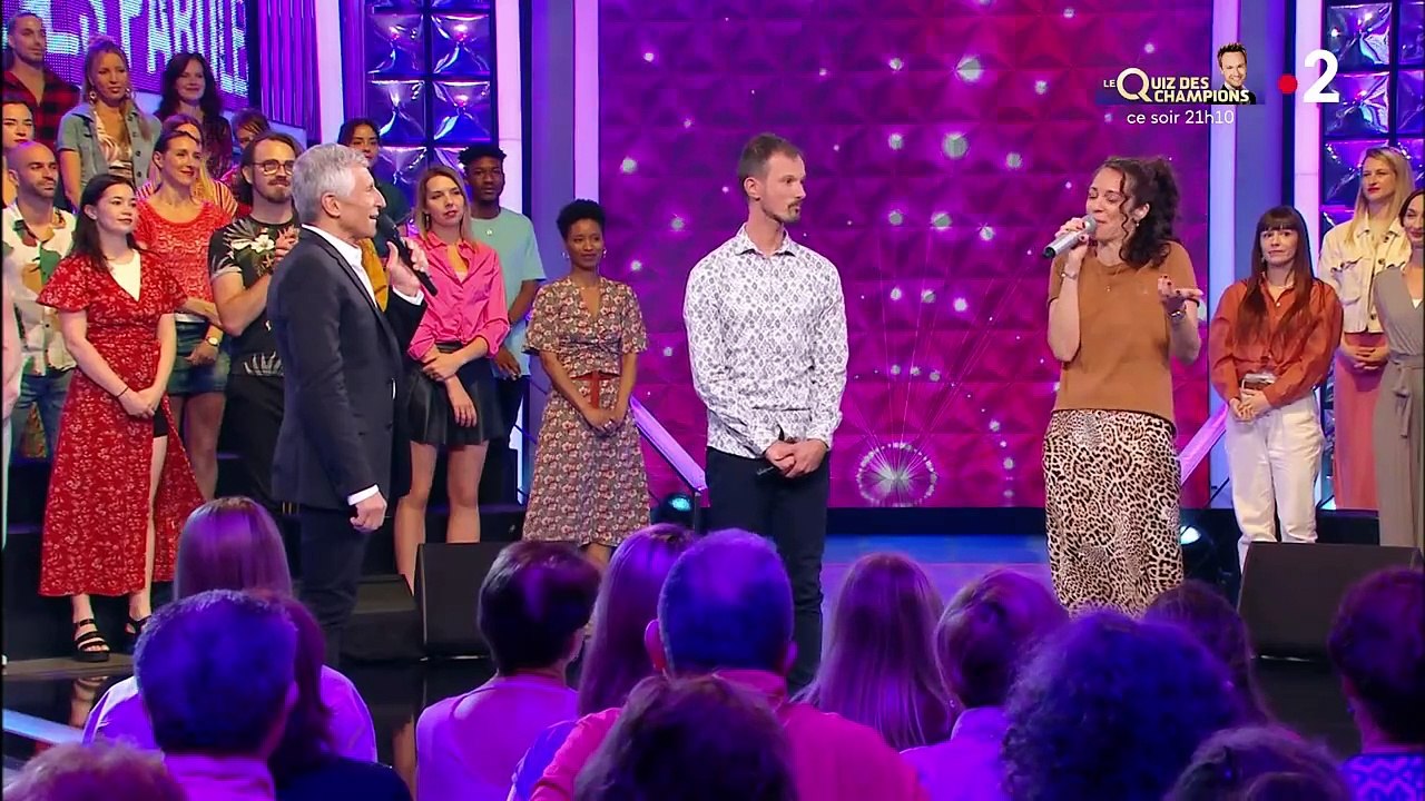 La Maestro Coline est éliminée de "N'oubliez pas les paroles", émission de Nagui sur France2.