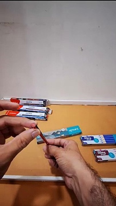 Nataraj checking pencils, Apsara copying pencils for medical students and carpenter