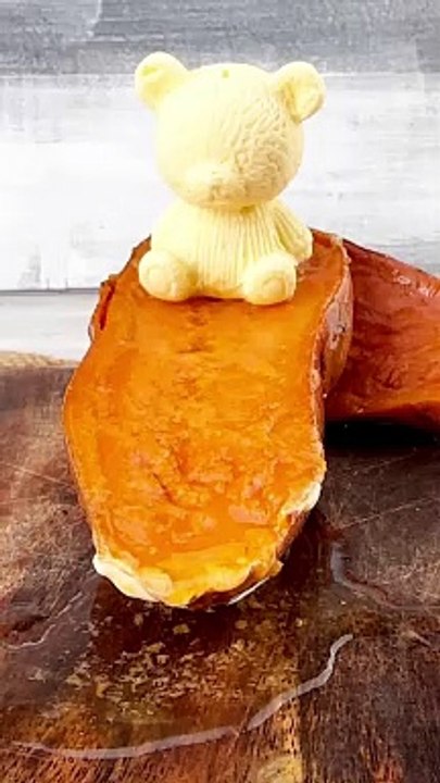 how do you serve your sweet potatoes_  Have you ever thought about sliding butter bears_  #DIY #FoodLover #butter #sweetpotatoes