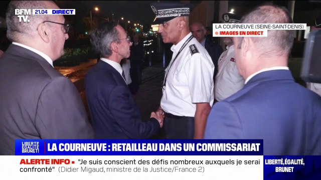Bruno Retailleau en visite au commissariat de la Courneuve pour son premier déplacement en tant que ministre de l'Intérieur