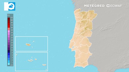 Precipitação acumulada em Portugal Continental nas próximas horas