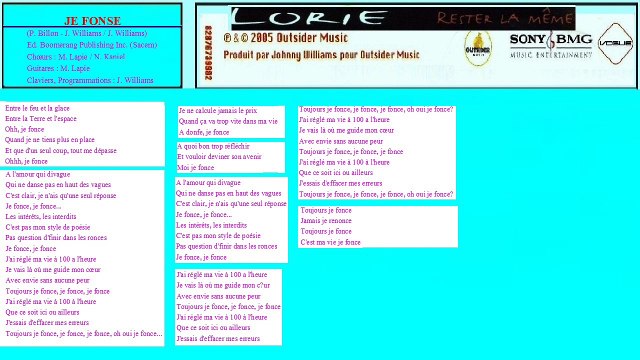 LORIE — Je fonce /// LORIE : RESTER LA MÊME — CD · (2005)