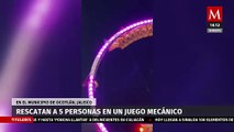 Falla en juego mecánico deja a personas atrapadas de cabeza durante media hora en Feria de Ocotlán | VIDEO